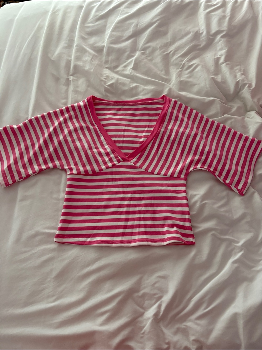 Women’s' Pink & White Striped Wrap-Style Top